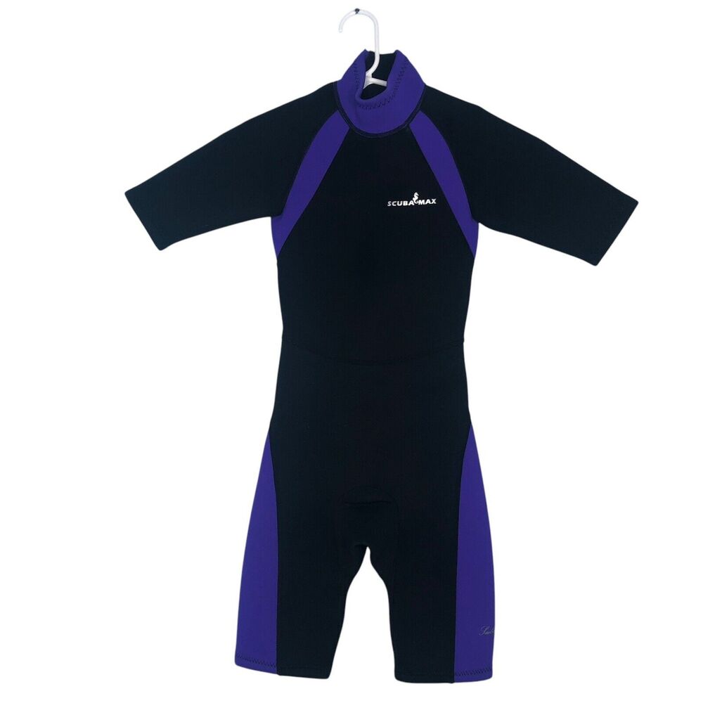 Scuba Max Wetsuit Girl's 6 Black Purple 2MM Neoprene Full Body Scuba Diving